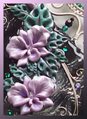 One-of-a-kind necklace with lilac hand-sculpted orchids