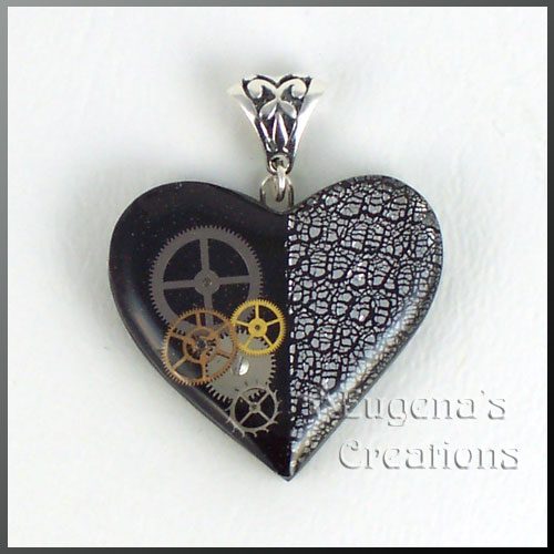 One-of-a-kind steampunk heart pendant